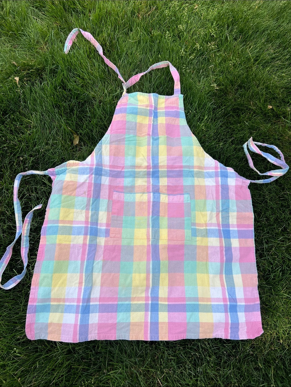 90s Butter Mom Pink Plaid Apron Country Kitchen Coastal Grandma Kitschy